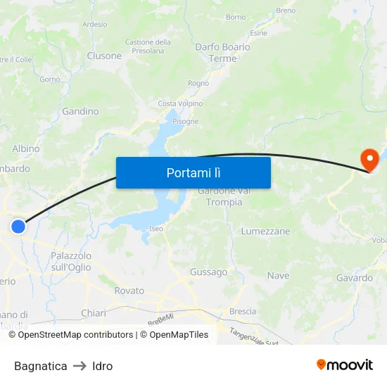 Bagnatica to Idro map