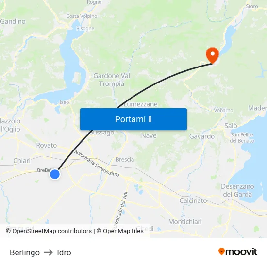 Berlingo to Idro map
