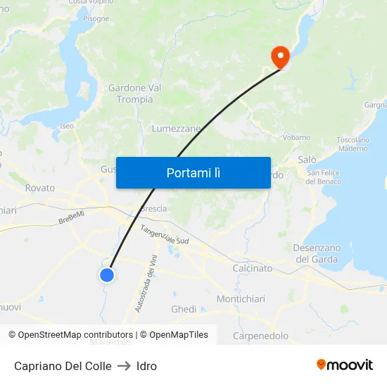 Capriano Del Colle to Idro map