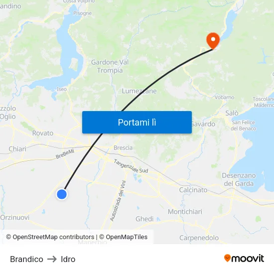 Brandico to Idro map