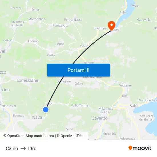 Caino to Idro map
