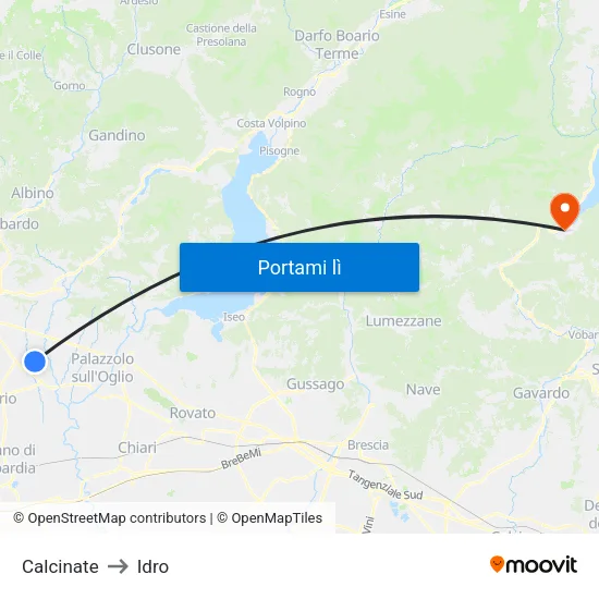 Calcinate to Idro map