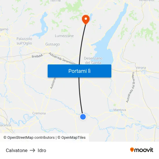 Calvatone to Idro map