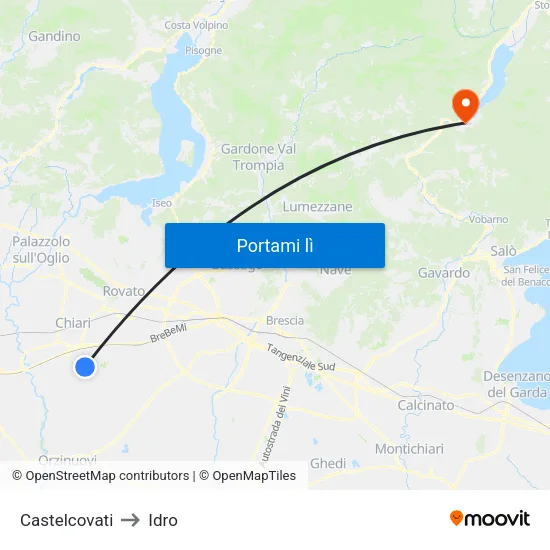 Castelcovati to Idro map