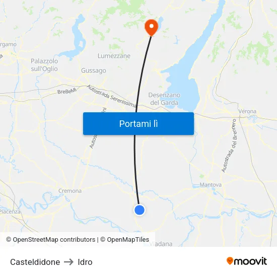Casteldidone to Idro map