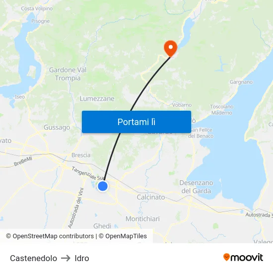 Castenedolo to Idro map
