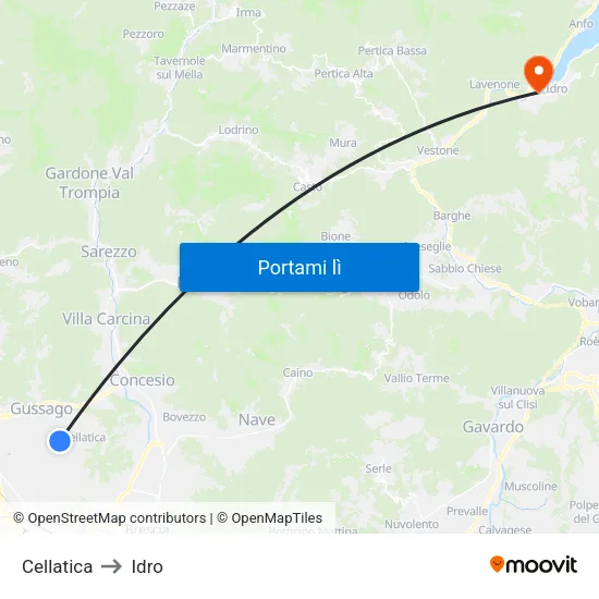 Cellatica to Idro map