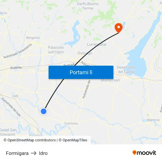 Formigara to Idro map