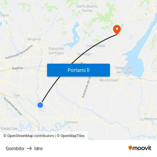 Gombito to Idro map