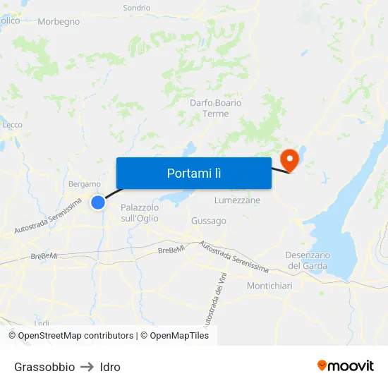 Grassobbio to Idro map