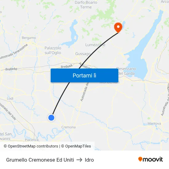 Grumello Cremonese Ed Uniti to Idro map