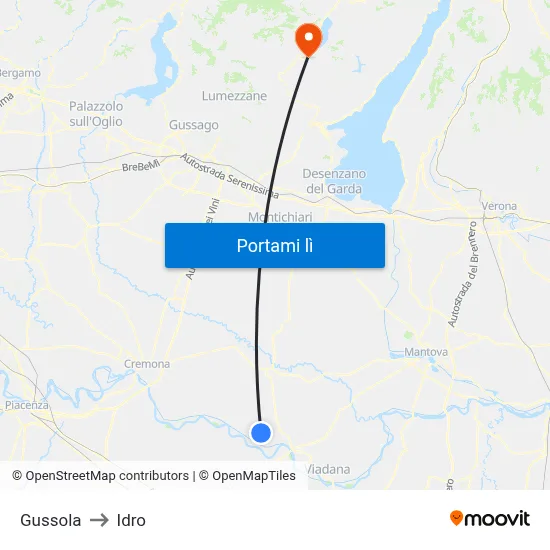 Gussola to Idro map
