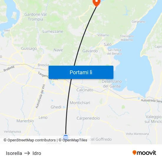 Isorella to Idro map