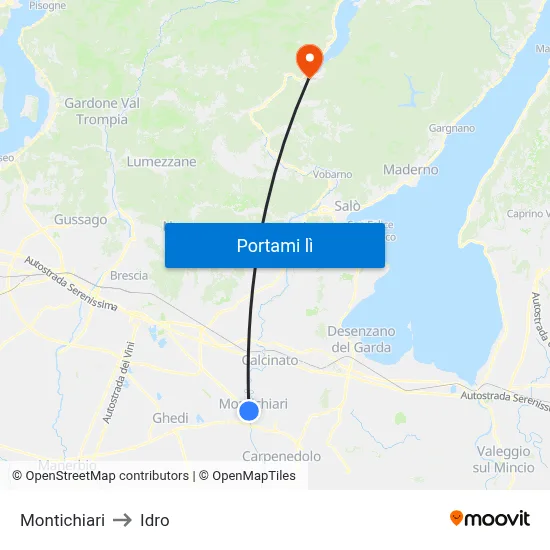 Montichiari to Idro map