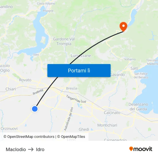 Maclodio to Idro map