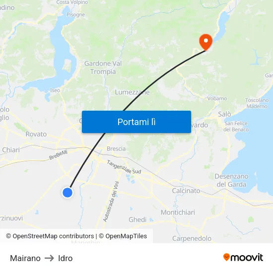 Mairano to Idro map