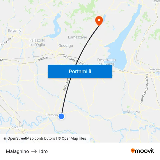 Malagnino to Idro map