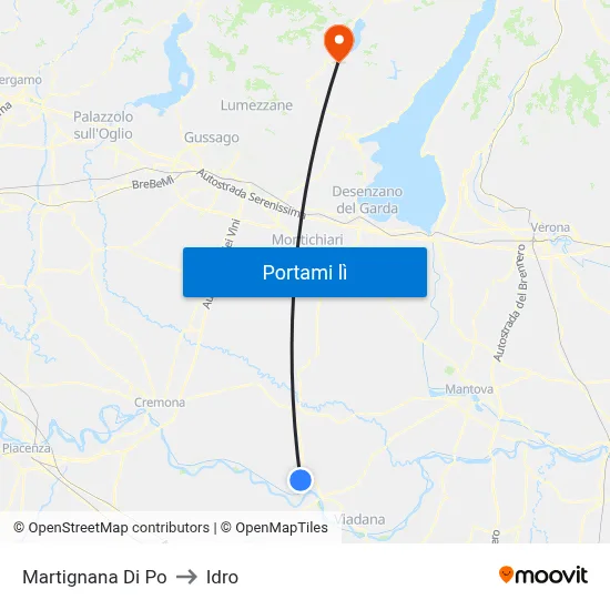 Martignana Di Po to Idro map