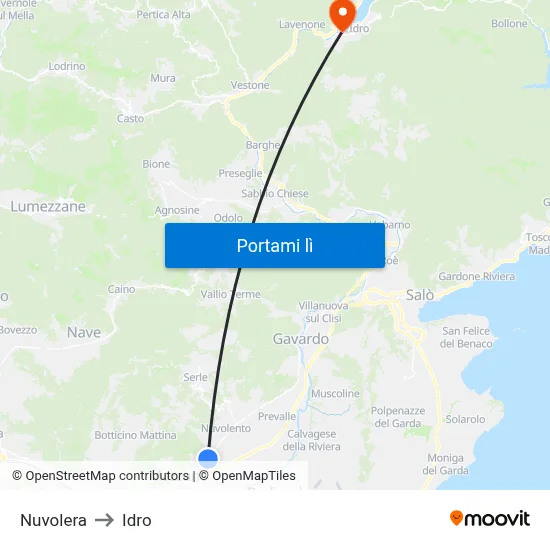 Nuvolera to Idro map