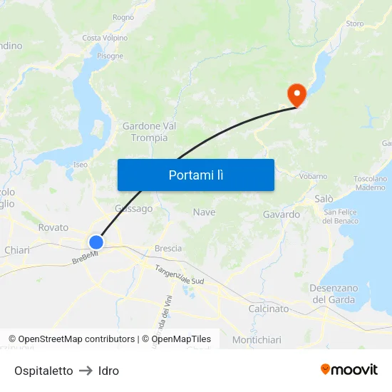 Ospitaletto to Idro map
