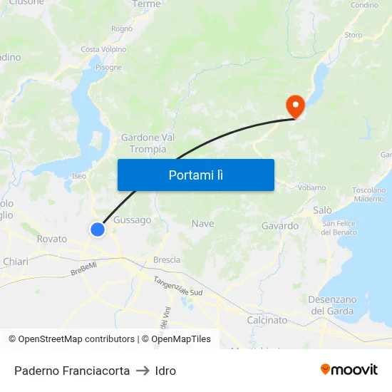 Paderno Franciacorta to Idro map
