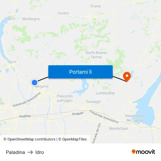 Paladina to Idro map