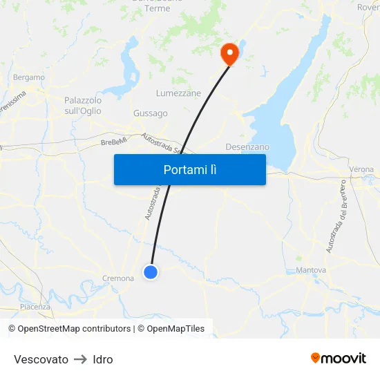 Vescovato to Idro map