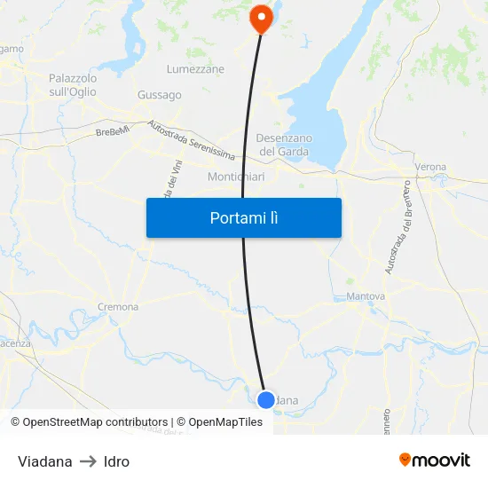 Viadana to Idro map