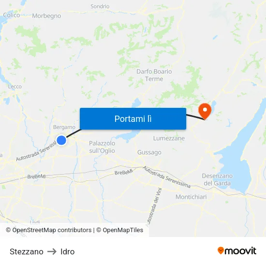 Stezzano to Idro map