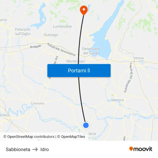 Sabbioneta to Idro map