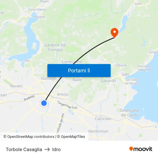 Torbole Casaglia to Idro map