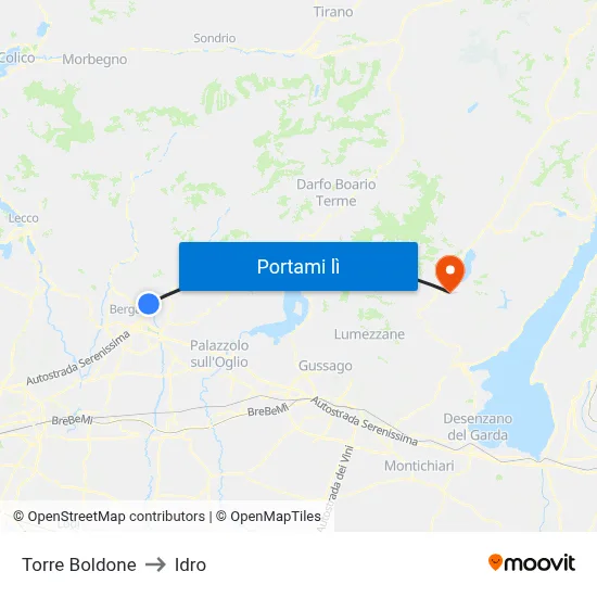 Torre Boldone to Idro map