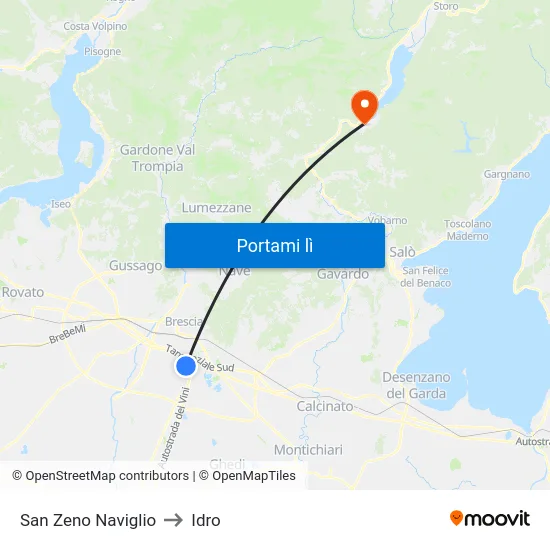 San Zeno Naviglio to Idro map