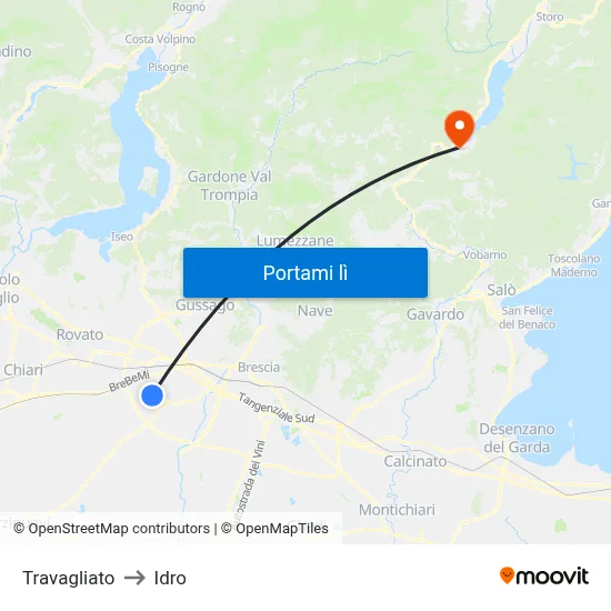 Travagliato to Idro map