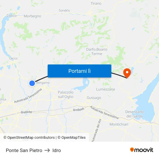 Ponte San Pietro to Idro map