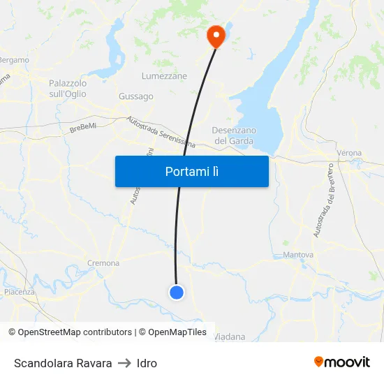 Scandolara Ravara to Idro map