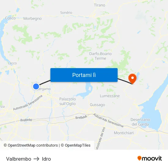 Valbrembo to Idro map