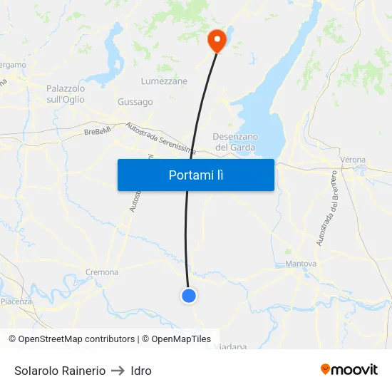 Solarolo Rainerio to Idro map
