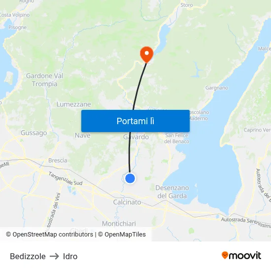 Bedizzole to Idro map