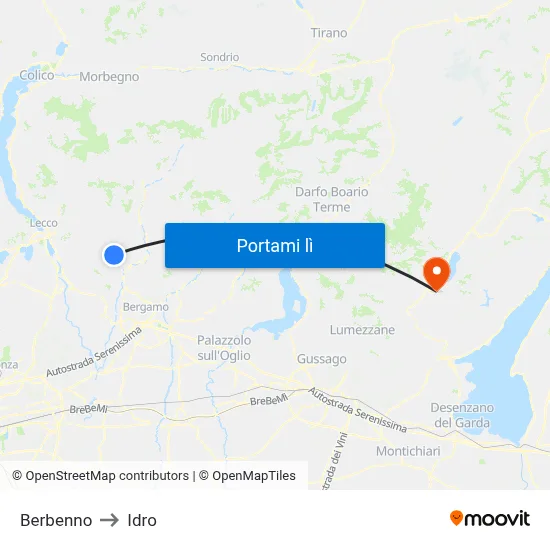 Berbenno to Idro map