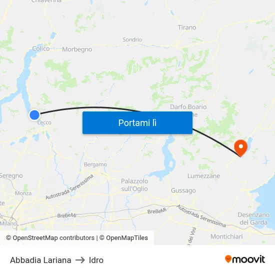 Abbadia Lariana to Idro map
