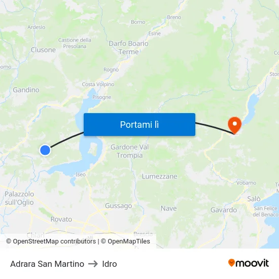 Adrara San Martino to Idro map