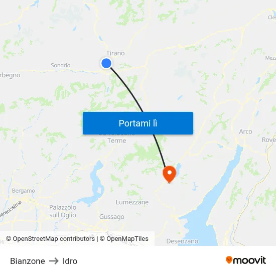 Bianzone to Idro map