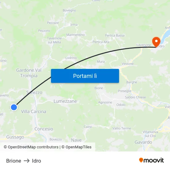 Brione to Idro map