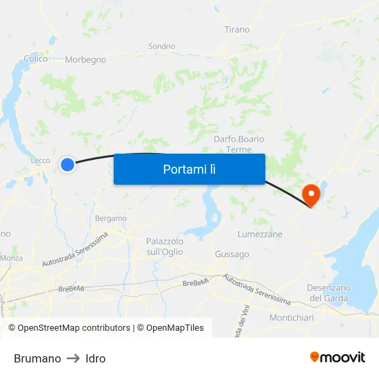 Brumano to Idro map