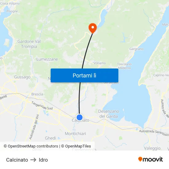 Calcinato to Idro map