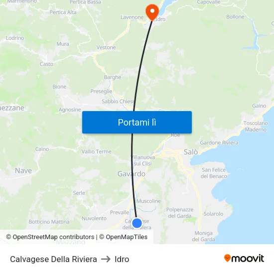 Calvagese Della Riviera to Idro map