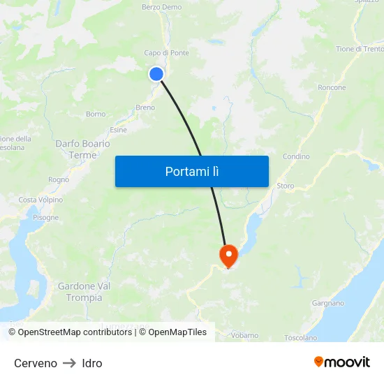 Cerveno to Idro map