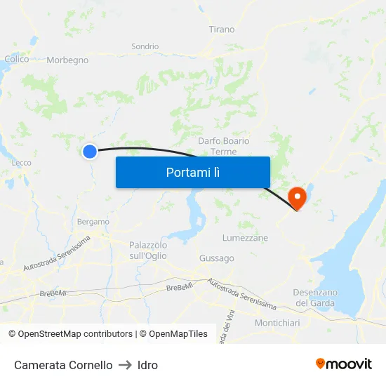 Camerata Cornello to Idro map