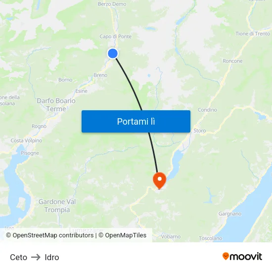 Ceto to Idro map